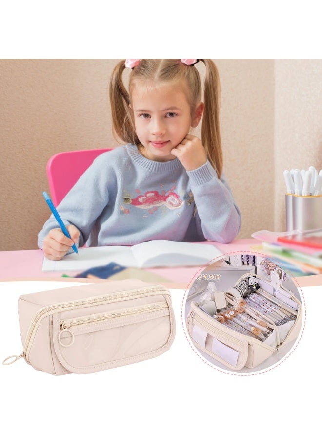 شهقلزس مقلمة كبيرة للطلاب، منظم أدوات مدرسية متعدد المقصورات بسحاب مزدوج، حقيبة أقلام متينة للمدرسة والمكتب والسفر - Image 4