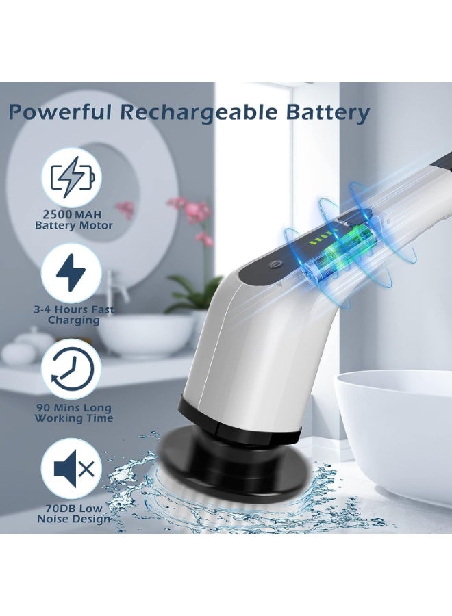 Electric Spin Scrubber Cordless Cleaning Brush with 9 Replaceable Drill Brush Heads and 48 Inch Adjustable Extension Arm Power Shower Scrubber for Bathroom Kitchen Floor Tile Tub  - Image 4