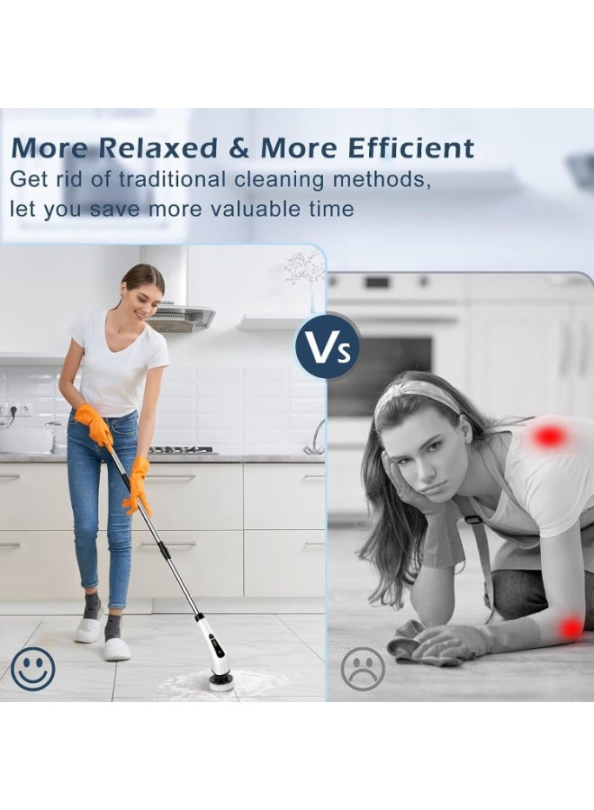 Electric Spin Scrubber Cordless Cleaning Brush with 9 Replaceable Drill Brush Heads and 48 Inch Adjustable Extension Arm Power Shower Scrubber for Bathroom Kitchen Floor Tile Tub  - Image 3