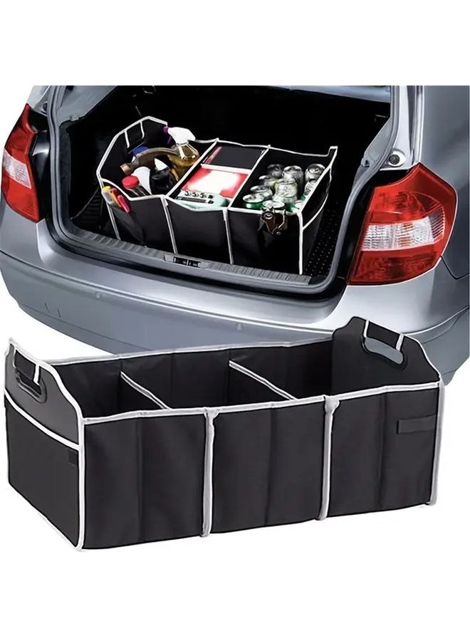 Black Foldable Car Storage Organizer with Mesh Pockets Large Capacity Space Saving - Image 1