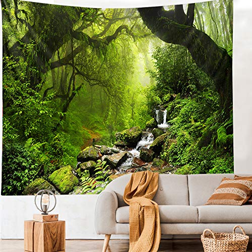 Llamazing Forest Landscape Home Decor - Living Room & Bedroom Magic Tapestry (Green Creek, 78''L60''W) - Image 2