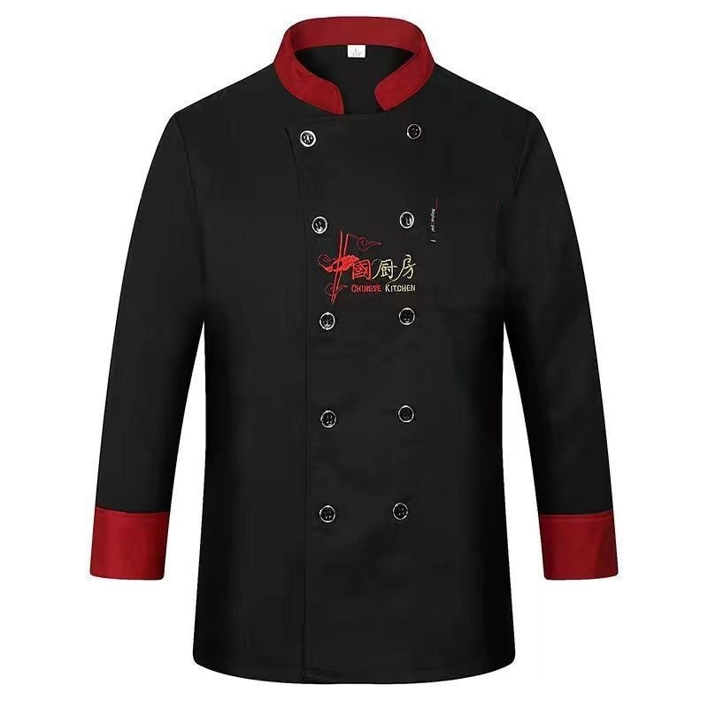 [Distinguished] Chef Work Clothes Men'S Long-Sleeved Clothes Plus Size Women'S Dining Kitchen Clothes Short-Sleeved Breathable - Image 3