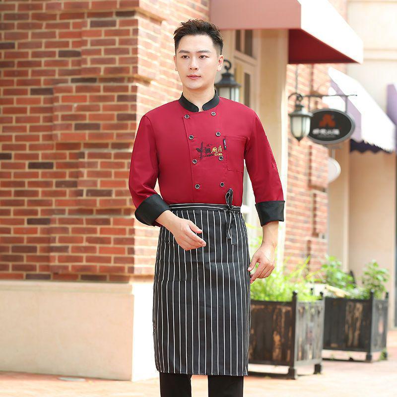 [Distinguished] Chef Work Clothes Men'S Long-Sleeved Clothes Plus Size Women'S Dining Kitchen Clothes Short-Sleeved Breathable - Image 5