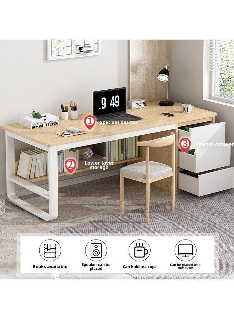 AIWANTO Modern Home Office Desk with 3 Large Drawers – Multifunctional Study & Laptop Table, Sturdy Bottom Shelf, 140x73.5x50cm, Stylish Workstation for Office & Home Use - Image 2
