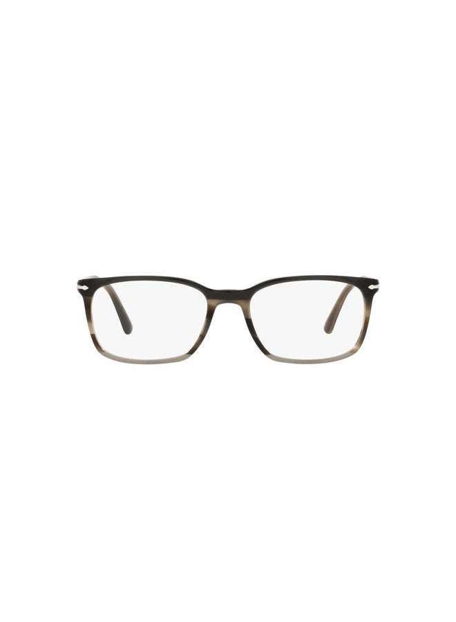 Persol PO3189V Rectangular Prescription Eyewear Frames, Striped Brown/Grey/Black/Demo Lens, 53 mm - Image 1