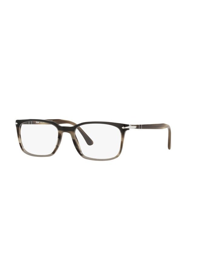 Persol PO3189V Rectangular Prescription Eyewear Frames, Striped Brown/Grey/Black/Demo Lens, 53 mm - Image 2