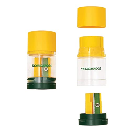 Ticonderoga Duo 2-in-1 Sharpener & Eraser, 2.125" x 1.125" x 1", Yellow/Green - Image 1