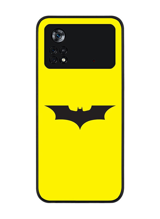 Stylizedd Rugged Black edge case for Poco M4 Pro 4G Slim fit Soft Case Flexible Rubber Edges Anti Drop TPU Gel Thin Cover - Iconic Bat - Image 1