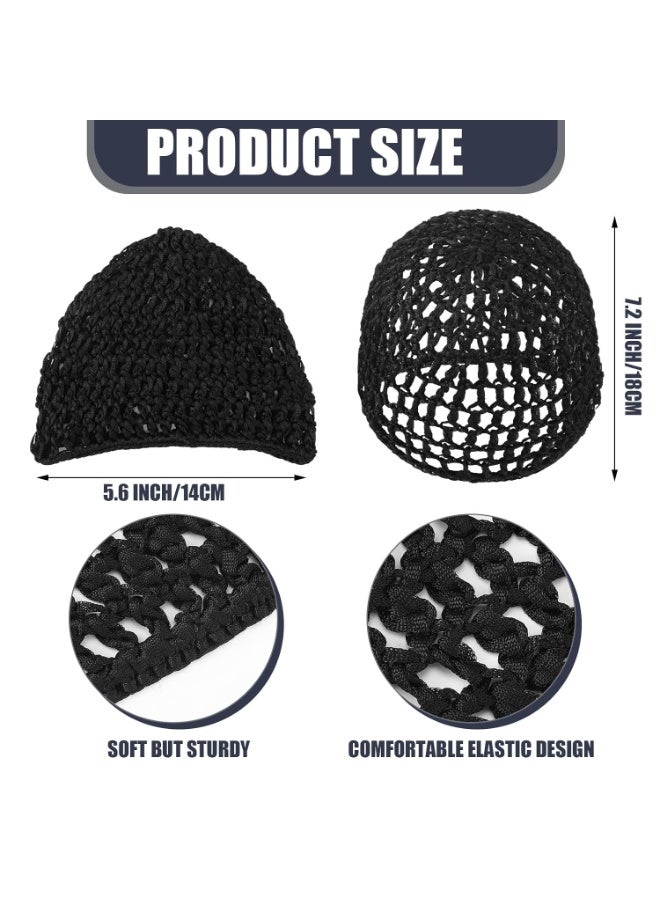 4 Pieces Mesh Crochet Hair Net Rayon Knit Snood Hat Thick Short Women Hairnet Snoods Cover Ornament for Sleeping (Black,Purple,Blue,Pink) - Image 2