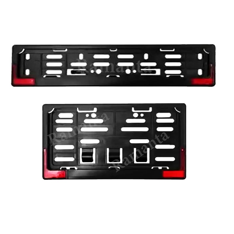 Bike Number Plate Frame Plastic Body Heavy Motorbike & Scooter Licence Number Plate Frame Plastic witrn Reflector (Front & Rear) Set of 2 (Size 30 cm x 12 cm, Black)