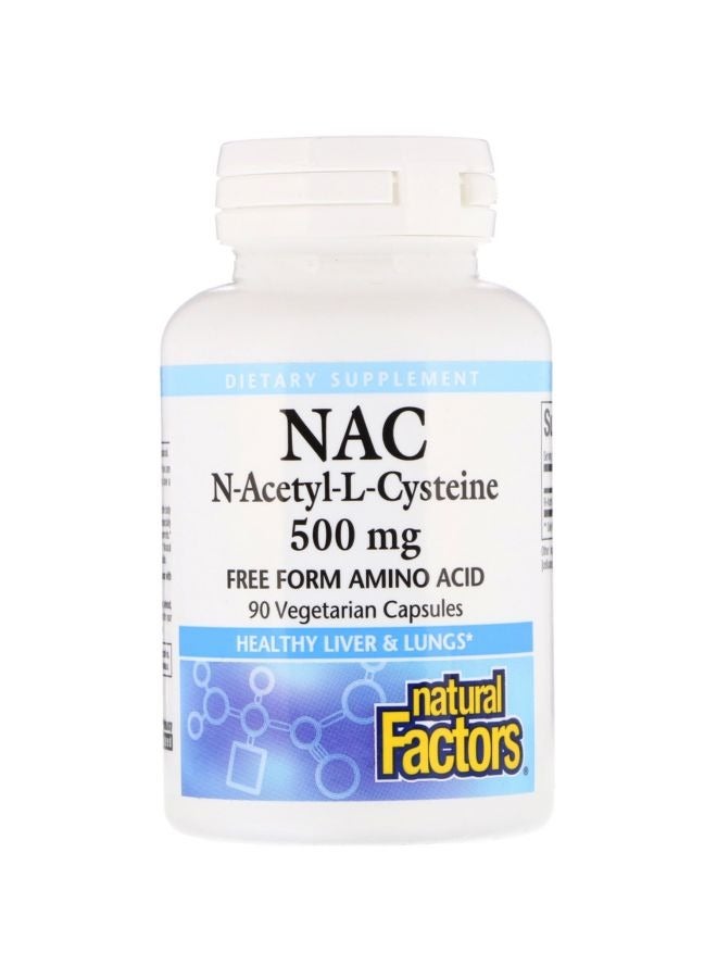 natural Factors NAC N-Acetyl-L Cysteine Dietary Supplement 500 mg - 90 Vegetarian Capsules