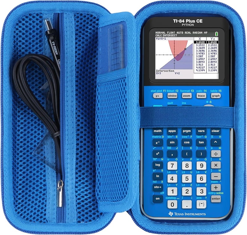حقيبة صلبة متوافقة مع آلة حاسبة الرسوم البيانية من Texas Instruments TI-84 Plus CE-T/TI-84 Plus CE/TI-84 Plus/TI-82/TI-Nspire CX II/TI-83 Plus/Ti 89 Titanium (أزرق سماوي) - Image 1