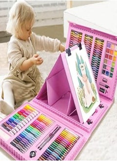 KASTWAVE Drawing Art Kit for Kids, KASTWAVE 208 PCS Art Supplies, with Double Sided Trifold Easel, Oil Pastels, Crayons, Colored Pencils, Watercolor 