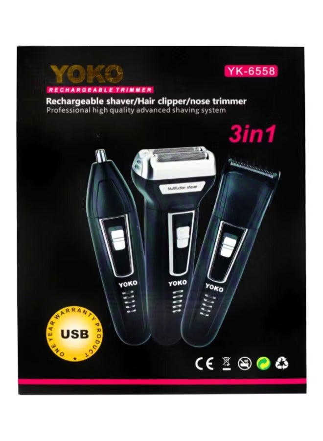 YOKO 3-in-1 Rechargeable Trimmer Black/White 15cm - Image 2