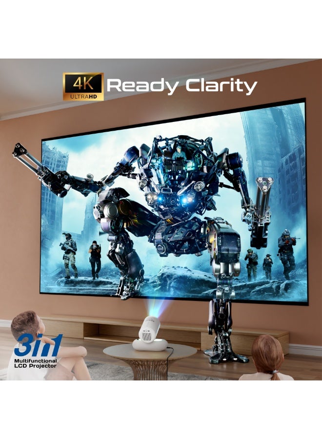 PROMATE Promate 4K Wireless LCD Projector with Android 13, 250 ANSI Lumens, Auto Focus, Auto Keystone, Bluetooth 5.4, Wi-Fi, HDMI, USB, Stereo Speakers, RGB Lights, Portable Mini Design, Beamer-250R  - Image 2