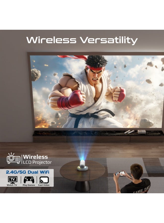 PROMATE Promate 4K Wireless LCD Projector with Android 13, 250 ANSI Lumens, Auto Focus, Auto Keystone, Bluetooth 5.4, Wi-Fi, HDMI, USB, Stereo Speakers, RGB Lights, Portable Mini Design, Beamer-250R  - Image 5