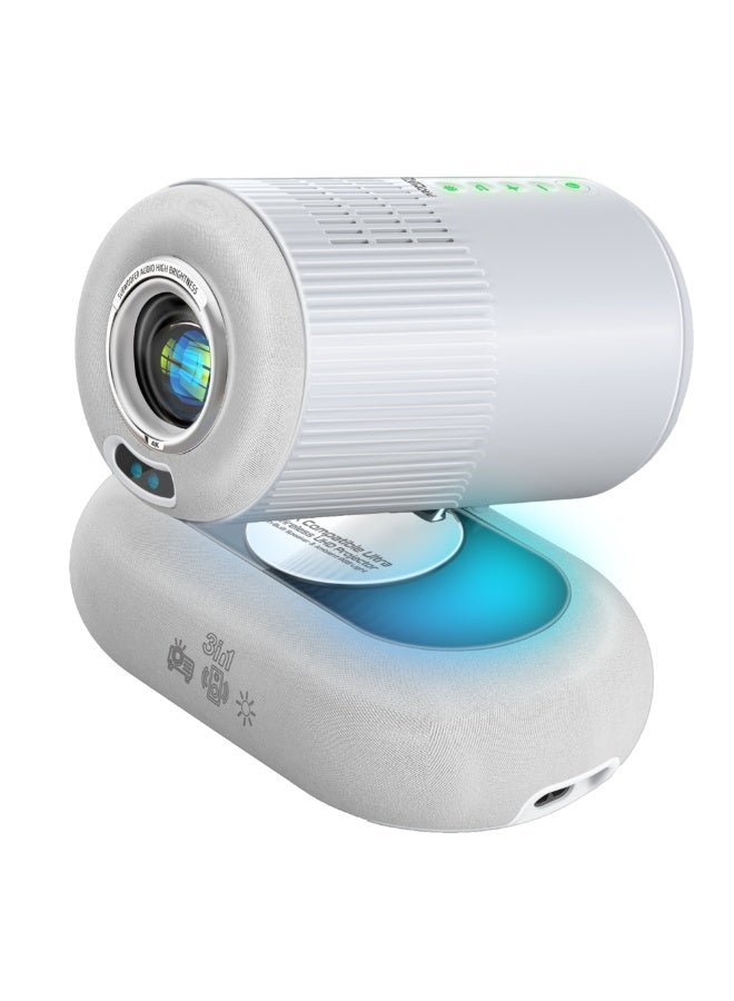 PROMATE Promate 4K Wireless LCD Projector with Android 13, 250 ANSI Lumens, Auto Focus, Auto Keystone, Bluetooth 5.4, Wi-Fi, HDMI, USB, Stereo Speakers, RGB Lights, Portable Mini Design, Beamer-250R  - Image 1