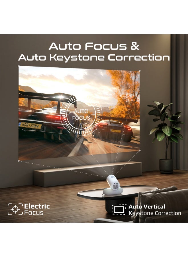 PROMATE Promate 4K Wireless LCD Projector with Android 13, 250 ANSI Lumens, Auto Focus, Auto Keystone, Bluetooth 5.4, Wi-Fi, HDMI, USB, Stereo Speakers, RGB Lights, Portable Mini Design, Beamer-250R  - Image 3