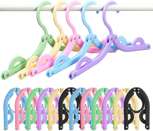 Cartfairy 12 Pack Travel Hangers Portable Foldable Hanger Organizer,Plastic Travel Accessories Essentials Clothes Hanging Rack For Traveling Camping Flying RV Cruises Suitcase,Multi Color - Image 1