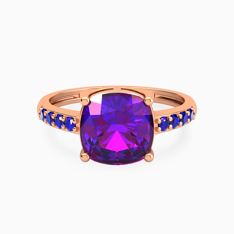 Waves by L'azurde Waves - Cushion Colored Stones Gold Plated Ring - Image 1