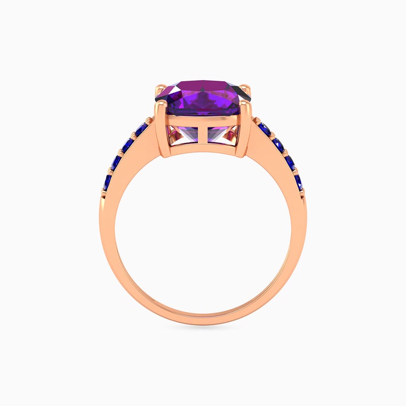 Waves by L'azurde Waves - Cushion Colored Stones Gold Plated Ring - Image 4