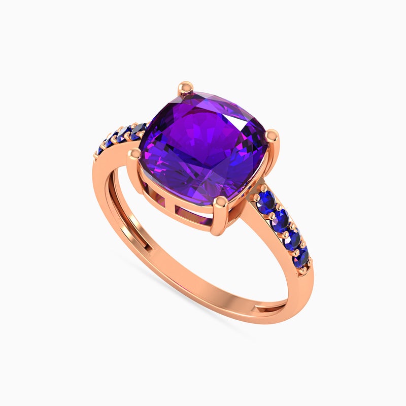 Waves by L'azurde Waves - Cushion Colored Stones Gold Plated Ring - Image 3