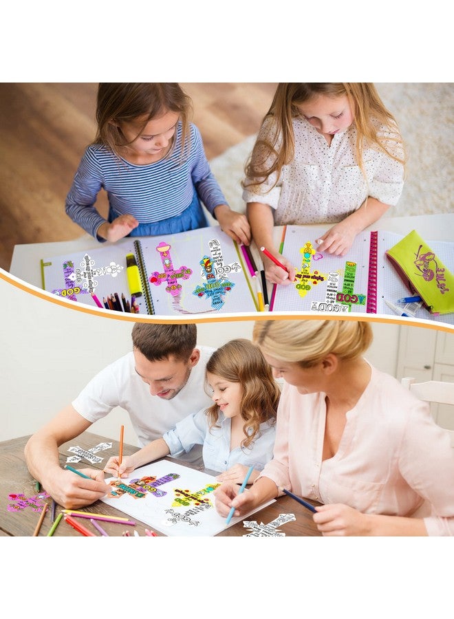 CY2SIDE 60Pcs Color Your Own Holy Week Cross Make Your Own Bible Cross Bookmark For Kids Magic Art Making Kit For Bible School Diy Christian Religious Sunday School Crafts For Kids Home Activities - Image 2