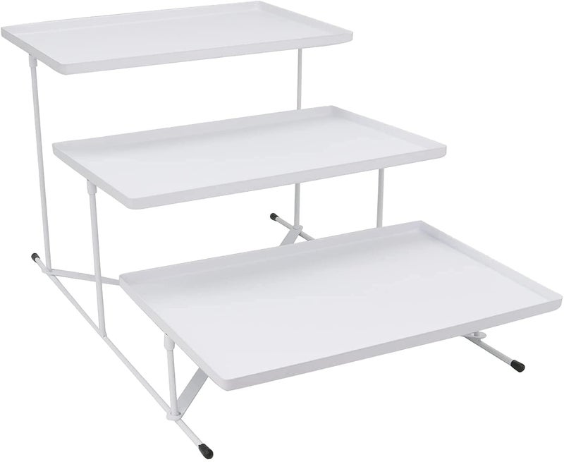 Indian Decor 29893 Metal Rectangular Food Snack Dessert Serving Plate Rack 3 Tier Cupcake Tray Set with Metal Stand Black - Image 1