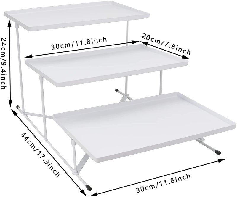 Indian Decor 29893 Metal Rectangular Food Snack Dessert Serving Plate Rack 3 Tier Cupcake Tray Set with Metal Stand Black - Image 3
