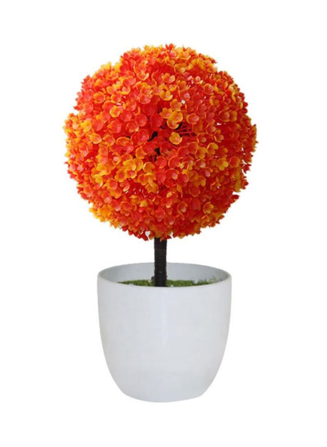 Loquat Artificial Ball Shape Potted Bonsai Topiary Orange/White/Brown 18x8x18cm 