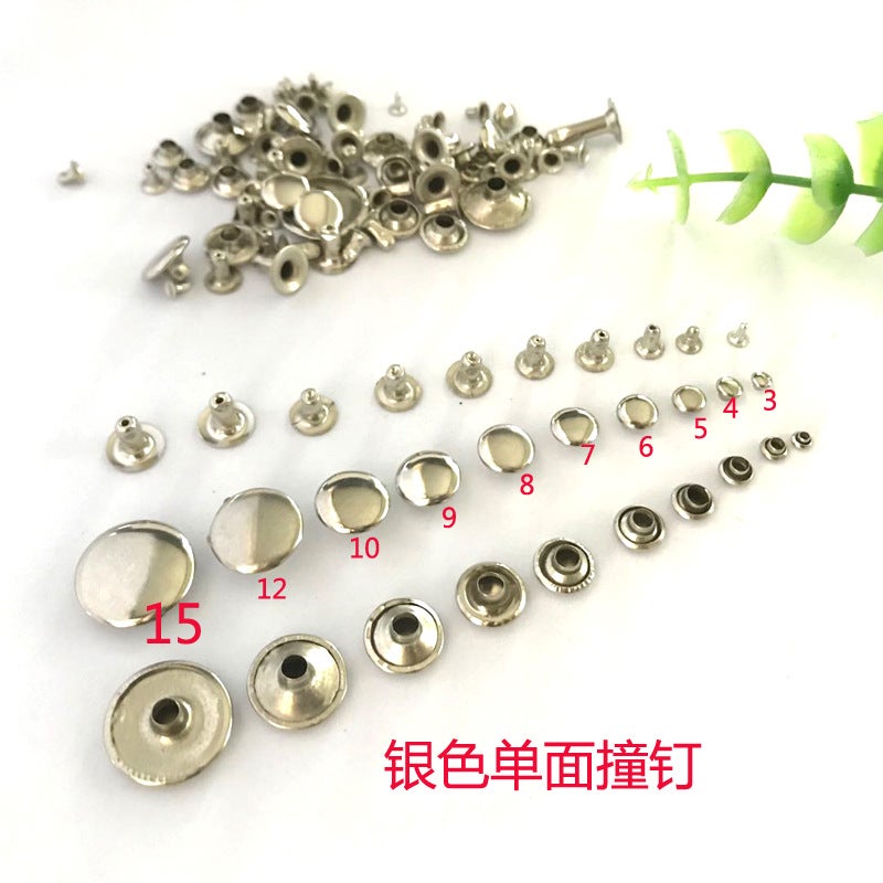 3-15mm Single-Sided Rivets Keychain Accessories Silver 