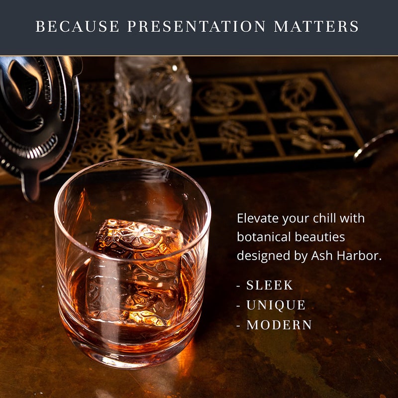 Ash Harbor Clear Ice Cube Maker Design Tray - Craft Modern Ice Molds for Bourbon & Cocktails in 5 Seconds - Whiskey Mold Cube Stamp â€“ Bartender Accessories - Copper Ice Press Cocktails by Ash Harbor (Holidays) - Image 3