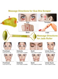 Rubik Jade Roller 2 in 1 Facial Face, Body Eyes Neck Massager Tool Reduce Wrinkles Aging Original Natural Jade Stone Green  - Image 4