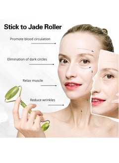 Rubik Jade Roller 2 in 1 Facial Face, Body Eyes Neck Massager Tool Reduce Wrinkles Aging Original Natural Jade Stone Green  - Image 3