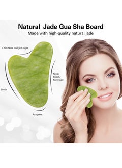 Rubik Jade Roller 2 in 1 Facial Face, Body Eyes Neck Massager Tool Reduce Wrinkles Aging Original Natural Jade Stone Green  - Image 2