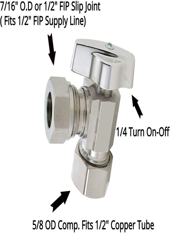 EZ-FLUID صمام إيقاف زاوية EZ-Fluid بقطر اسمي 1/2 بوصة (قطر خارجي 5/8 بوصة) × 7/16 بوصة أو 1/2 بوصة FIP (وصلة انزلاقية) صمام إيقاف كروي كروي بقطر ربع دورة من الكروم والنحاس، صمام إيقاف الماء LF، جسم مربع (عبوة واحدة) - Image 2