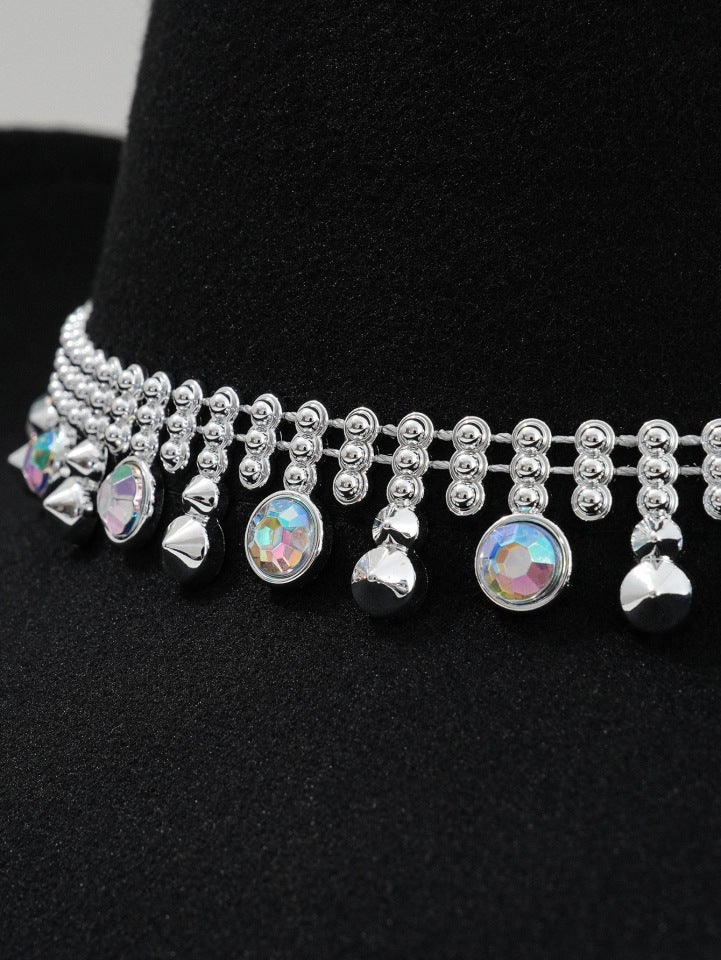 Gemstone Cowboy Hat Unisex Western Rhinestone Chain Party Hat Felt - Image 4