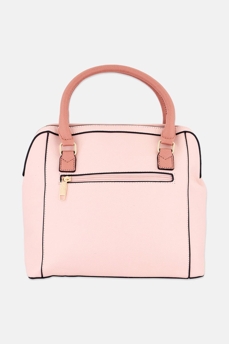 Lavie Women Brand Logo Tonal Eero Box Satchel Bag, Light Pink - Image 2