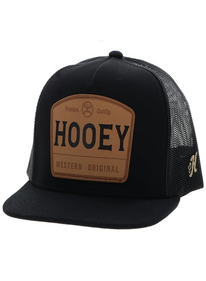 HOOEY Men's Trip Adjustable Snapback Trucker Mesh Back Hat (Black/Brown) - Image 1