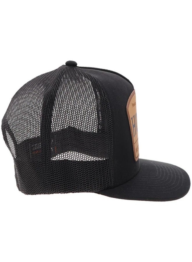 HOOEY Men's Trip Adjustable Snapback Trucker Mesh Back Hat (Black/Brown) - Image 3