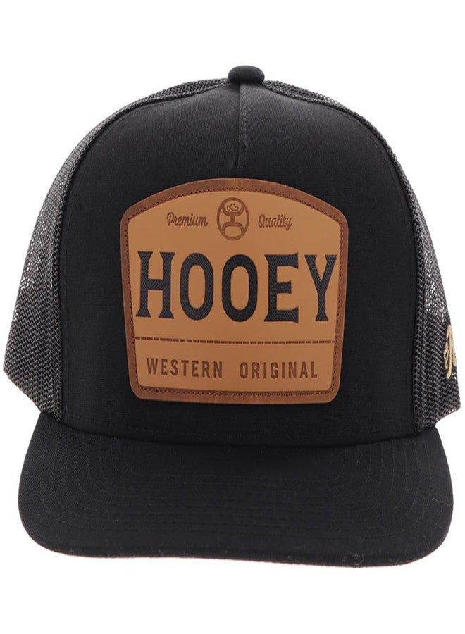 HOOEY Men's Trip Adjustable Snapback Trucker Mesh Back Hat (Black/Brown) - Image 4