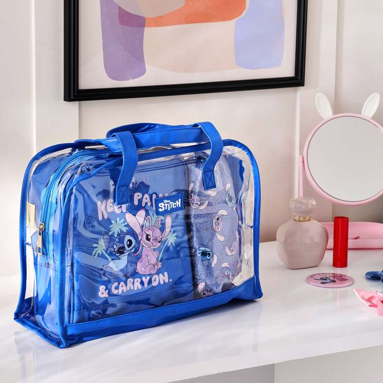 Disney Stitch 3 Piece  Cosmetic - Toiletry Bag Set 34x12x24cm-Blue
