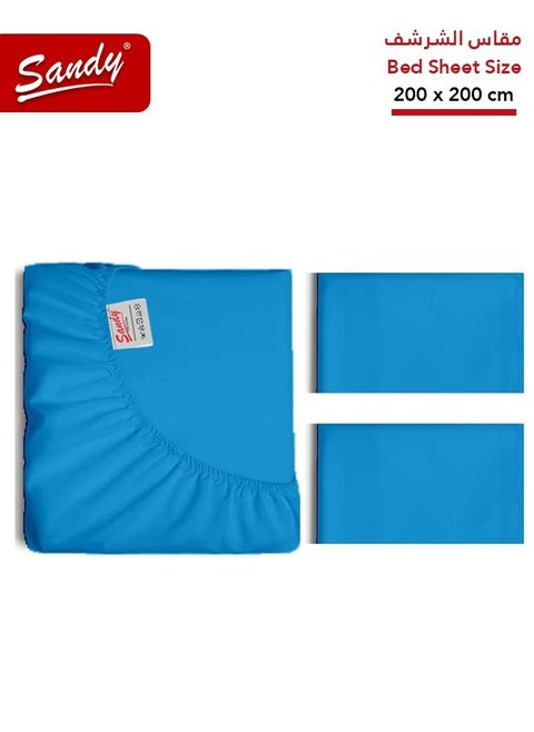 Sandy Premium Hotel Quality Fitted Sheet and Pillow Cases, Bed Sheet 3 Pieces Set, Soft & Breathable and Cooling, King Size 200 x 200 cm, Turquoise