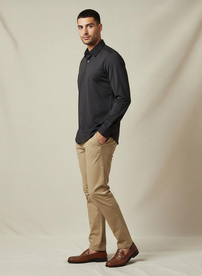 Iconic Men Slim Fit Collared Seamless Long Sleeve Shirt - Image 2