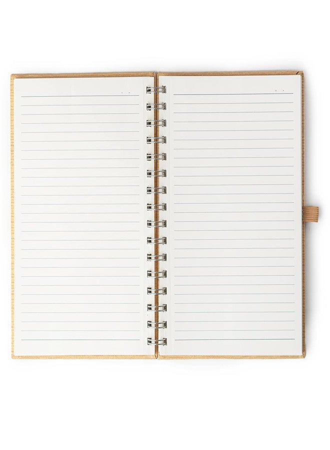 COMMA Abaca - A5 Size - Wire-O-Bound Spiral Notebook with Pen & Elastic Band Closure - 200 Pages - 80gsm Natural Shade Paper - Textured Cover Material - (Beige) - Image 5