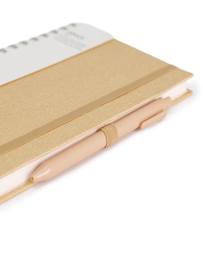 COMMA Abaca - A5 Size - Wire-O-Bound Spiral Notebook with Pen & Elastic Band Closure - 200 Pages - 80gsm Natural Shade Paper - Textured Cover Material - (Beige) - Image 3