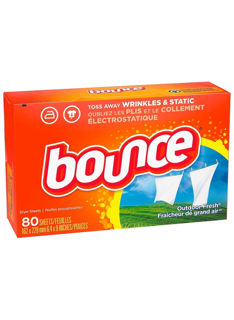 Bounce Fabric Softener Sheets Outdoor Fresh Scent 80 Count - Image 1