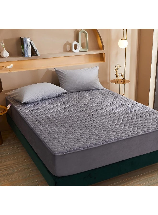 Pangzi Solid Flannel Plush Bedding Fitted Sheet, Velvety Soft Heavyweight Non-Slip Protective Cover for Bed Mattress (Twin Extra Long, Gray) - Image 2