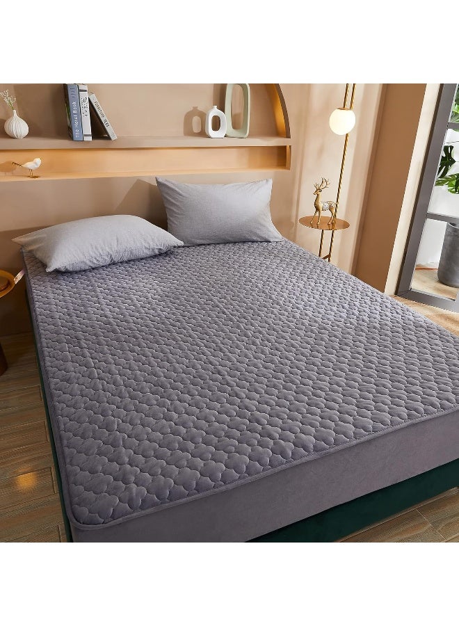Pangzi Solid Flannel Plush Bedding Fitted Sheet, Velvety Soft Heavyweight Non-Slip Protective Cover for Bed Mattress (Twin Extra Long, Gray) - Image 3