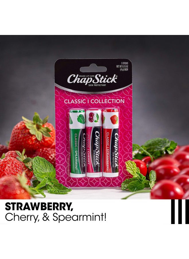 chapstick ChapStick Lip Care Set, Classic Collection 3-Pack - Spearmint, Cherry, and Strawberry Lip Balm, 0.15 Oz Ea  - Image 5